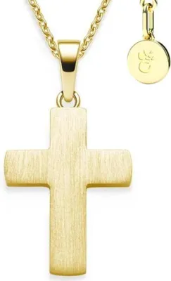 Produktbild von Kinderkette Faith 925 Silber Gelbgold vergoldet Kreuzanhänger gravierbar Kommunion Taufe