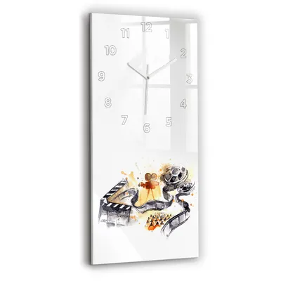Obrázok produktu pre Wallfluent Hodiny - Obdĺžnikové Sklenené Nástenné Hodiny - Tichý Quartz Strojček - Nástenná Dekorácia Spálňa Kuchyň - Biele Ruky - 30x60 cm - Kinematografia