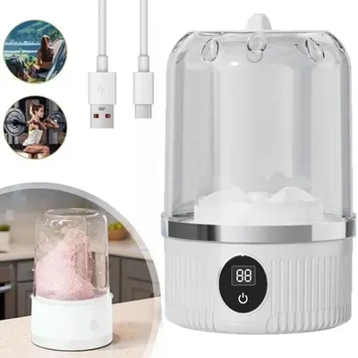 Produktbild von Mini-Waschmaschine mit Akku, 1-Liter-Fassungsvermögen, 2 Waschprogrammen und USB-Aufladung für Unterwäsche und Socken