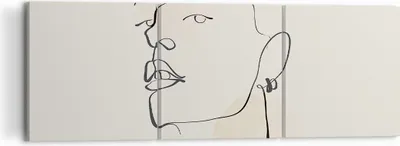 Produktbild von Bild auf Leinwand - Leinwandbild - 3 Teile - Minimalismus Porträt Linie - 120x40cm - Wand Bild - Wanddeko - Wandbilder - Leinwanddruck - Bilder - Wanddekoration - Leinwand bilder - CA120x40-4815