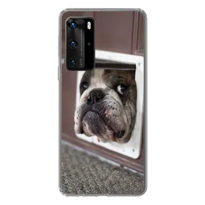 Produktbild von MuchoWow® Handyhülle Schutzhülle Hülle für Huawei P40 Pro Hund - Lustig - Katzenklappe - Kinder - Jungen - Mädchen - Kinder Silikon Softcase Handy Hülle - Schutz