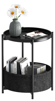 Image de Table d'appoint ronde pour intérieur et extérieur (noire)