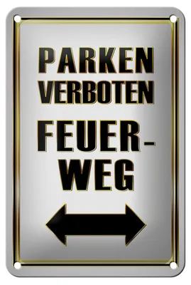 Produktbild von Blechschild Hinweis 12x18cm Parken verboten Feuerweg