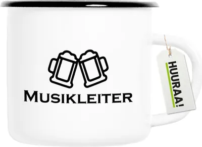 Produktbild von Huuraa Emaille Tasse Musikleiter Schützenfest 300ml Vintage Campingbecher Geschenkidee