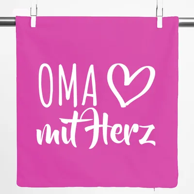 Produktbild von Huuraa Kissenbezug Oma mit Herz 40x40cm Fuchsia Baumwolle Dekokissenbezug Geschenkidee