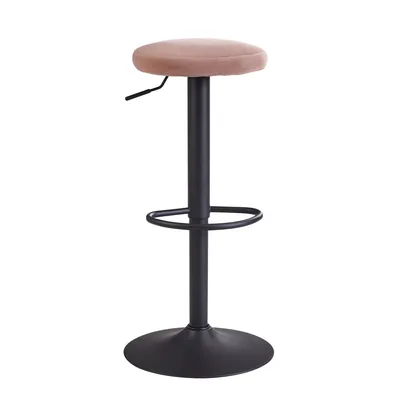 Produktbild von WOHNLING Barhocker Samt Rosa Hocker ohne Lehne 58 - 79 cm Küchenhocker Stoff / Metall 100kg Design Barstuhl Tresenhocker Drehbar Bistrohocker
