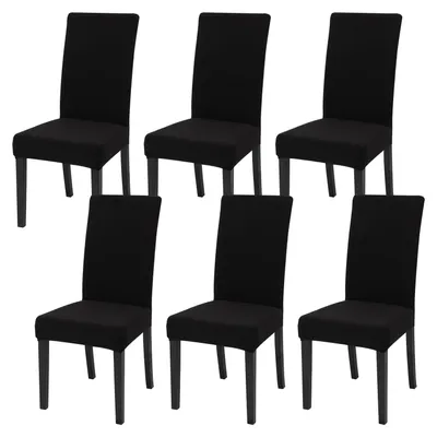 Produktbild von Set mit 6 elastischen Stuhlhussen für das Esszimmer, abnehmbar und waschbar, moderne elastische Hussen für Zuhause, Hotel, Bankett, Partydekoration und Hochzeit (schwarz)