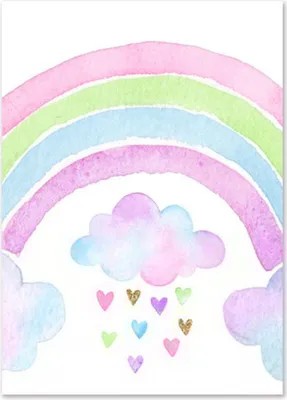 Produktbild von TPFLiving Kunstdruck LW-1019 (OHNE RAHMEN) Poster - Leinwand - Wandbild - Hochauflösender Giclée-Druck, langlebig und hochwertig - Einhorn mit Wolken und Regenbogen für Kinderzimmer -  - Größe: 30x42cm