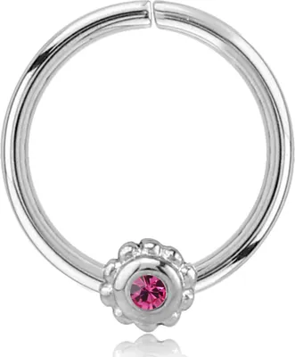 Produktbild von viva-adorno Knorpel Piercing Ring Kristall Ohrpiercing Helix Cartilage Tragus Nasenring 316L Chirurgenstahl verschiedene Farben Z489,Ring 1x silber / pink