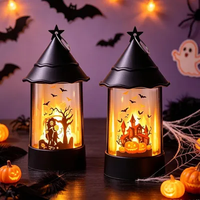 Produktbild von Halloween Deko Laterne, Halloween Kürbis Deko Laterne mit LED Kerzen (D)