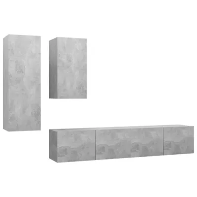 Produktbild von 4-tlg. TV-Schrank-Set Betongrau Holzwerkstoff