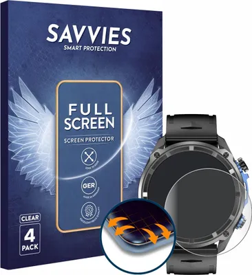 Produktbild von 4x Savvies Fullscreen Schutzfolie für Rogbid GeoX1 1.43" Displayschutz Folie Fullcover Klar Transparent