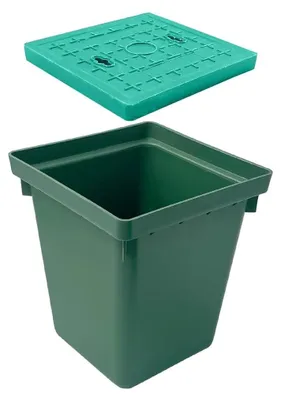 Produktbild von HDPE Kabeldose 330x330x360 mm grünes quadratisches Sammelbox