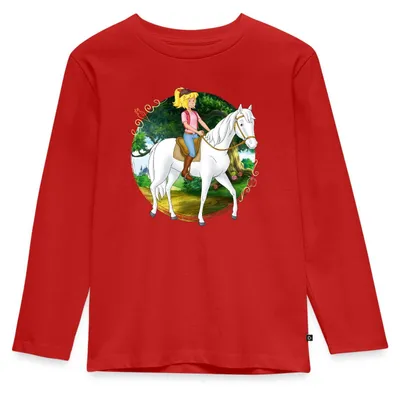 Produktbild von Spreadshirt Bibi Und Tina Ausritt Mit Sabrina Kinder Premium Langarmshirt, 122/128 (6 Jahre), Rot