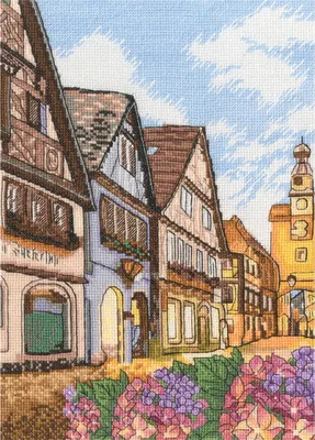 Zdjęcie produktu dla Zestaw do haftu krzyżykowego RTO "Altstadtstraße", wzór do liczenia, 20,5x29cm