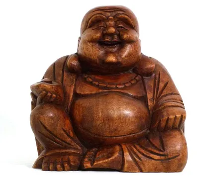 Immagine prodotto di Scultura in legno Happy Buddha scultura astratta in legno statua Africa Asia portafortuna decorazione fatta a mano, 11 cm