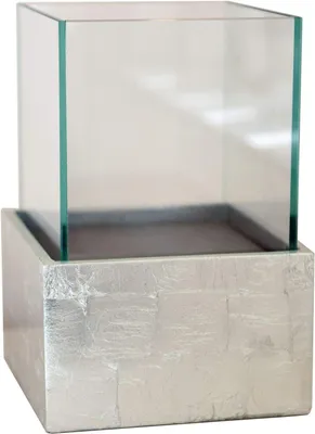 Produktbild von VIVANNO Windlicht Fiberglas CANDELITA Rechteckig, Blattsilber Blattoptik hochglanz - 20x20x29 cm
