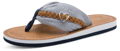 Produktbild von MARCO TOZZI Damen Pantolette Zehentrenner mit gemustertem Stoffband 2-27118-46, Größe:37 EU, Farbe:Blau