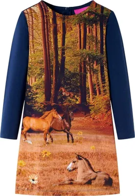 Produktbild von Kinderkleid mit Langen Ärmeln Marineblau 116