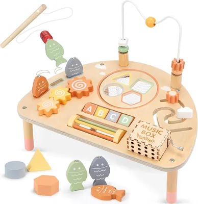 Immagine prodotto di Tavolo da gioco per bambini a partire dai 2 anni - Giocattoli per neonati - Tavolo da gioco - Giocattoli per bambini - Giocattoli Montessori per bambini dai 2 ai 5 anni - Gioco educativo per neonati
