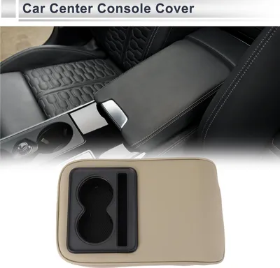 Produktbild von Auto Mittelkonsole Abdeckung Armlehnen Abdeckung MultiFunktionell 37x23x7cm / 14.57"x9.06"x2.76" Beige Schwarz Nappa Leder