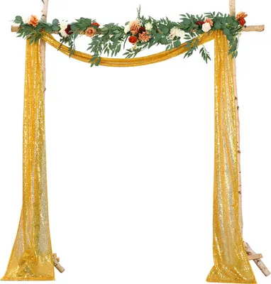 Produktbild von （600×30cm，Gold）Hochzeitsbogen-Dekoration Hochzeit Pailletten Vorhang Funkelnd für Hochzeitsfeier Geburtstag Festival Dekoration Outdoor Indoor