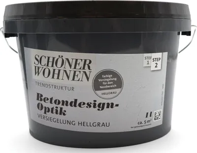 Produktbild von Betondesign-Optik Versiegelung hellgrau Nassbereich 1 l : hellgrau : 1 l : Versiegelung Finish : Deutschland Farbe: hellgrau Größe: 1 l Herkunftsland: Deutschland Material: Versiegelung Finish