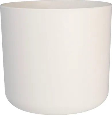 A white cylindrical pot against a white background.
