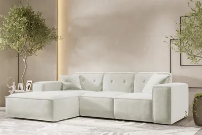 Produktbild von Ecksofa Designersofa CESINA Stoff Perfect Harmony Cremeweiß Ottomane Links