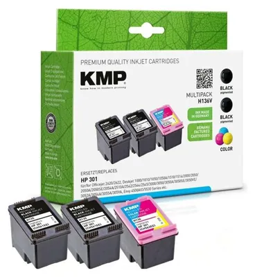 Produktbild von KMP H136V schwarz color Druckerpatronen kompatibel zu HP 301 E5Y87EE - Kompatibel - Tintenpatrone