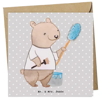 Produktbild von Mr. & Mrs. Panda Glückwunschkarte Maler Herz - Grau Pastell - Geschenk, Klappkarte, faltkarte, Malermeister, Tapezieren, Gesellenprüfung, doppelkarte, anlasskarte