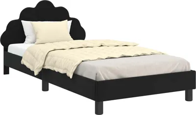 Zdjęcie produktu dla vidaXL Rama łóżka dziecięcego z zagłówkiem czarna 90 x 200 cm aksamitna