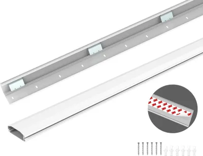 Immagine prodotto di canalina conecto con nastro adesivo 3M autoadesivo per l'incollaggio o l'avvitamento in alluminio di alta qualità (lunghezza 100 cm, larghezza 6 cm, altezza 2 cm) bianco