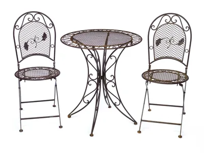 Produktbild von Gartentisch 2x Stuhl Eisen Antik-Stil Gartenmöbel Garnitur Garten Bistro Set
