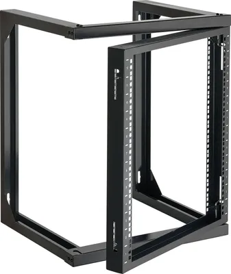 Produktbild von Serverrack zur Wandmontage - 12HE Offenes Netzwerkrack - Max. Tragkraft 68 kg - Schwenkrahmen 180° - Kohlenstoffstahl - Für 48,3 cm IT-/AV-Geräte - Schwarz