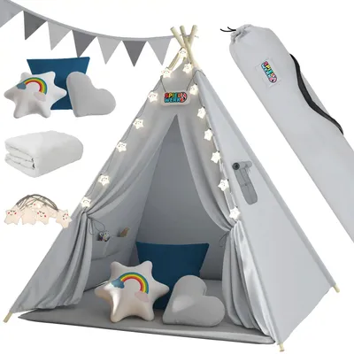 Produktbild von Kinder-Tipi-Zelt JULIUS, 120x120x160cm, grau/blau