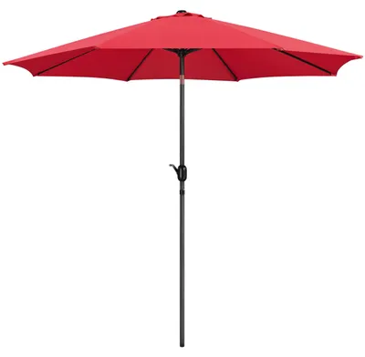 Image de Parasol de 300 cm de diamètre, inclinable, avec manivelle, pour terrasse, balcon, marché ou jardin, rouge