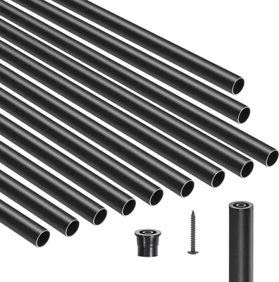 Image de SucceBuy Barreaux de rampe d'escalier en métal de 26 pouces, lot de 51 broches en aluminium avec vis et capuchons de rampe
