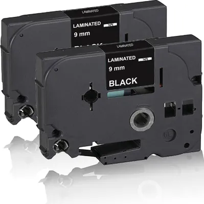 Produktbild von Print-Klex 2x Schriftband kompatibel kompatibel mit Bother P-Touch H100 P-Touch H100LB P-Touch H100R P-Touch H100Series P-Touch H 105 WN weiß auf Schwarz 9mm TZ325 Label Tape
