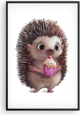Produktbild von Gerahmtes Poster - Schwarzer Rahmen - Igel Cupcake Kinder - 61x91,5 cm - Wand Bild - Wanddeko - Wandbilder - Kunstposter - Wandposter - Bilderrahmen - Bilder - Kunstdruck - P2BPA61x91-4769
