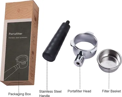 Image de 54mm Bottomless Naked Portafilter Filter Basket Included 3 Ears Stainless Steel Replacement Parts Basket Portafilter Handle with Cleaning Brush Spoon Compatible with Breville 450 820 840 870 875 878 879 880 Machines
