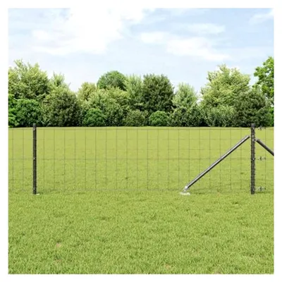 Produktbild von Gartenzaun Set 0,4 x 25 m aus Stahl und PVC in Grau mit Pfosten und Zubehör für Garten und Terrasse