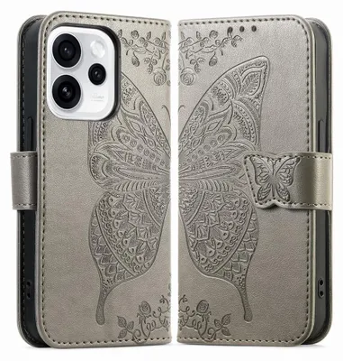 Produktbild von OPPO Reno15 F Hülle - Coverup Schmetterling Klapphülle - Taupe Grau
