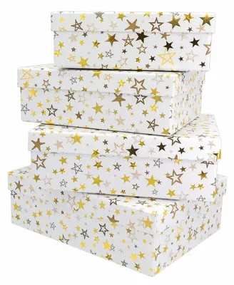 Produktbild von 96 Geschenkboxen Sterne weiß/gold/silber Weihnachten Geschenkverpackung Geschenkkkarton
