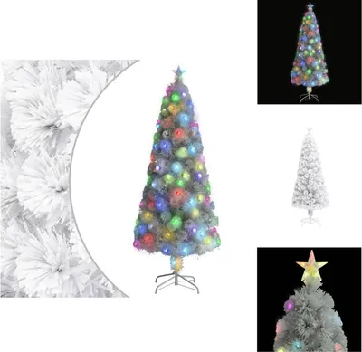 Produktbild von vidaXL Künstlicher Weihnachtsbaum mit Beleuchtung Weiß 210cm Glasfaser -  Weihnachtsbäume