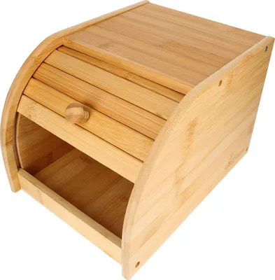 Image de Cheffinger, Boîte à pain Bambou Naturel Couvercle coulissant Compact Pratique, Marron clair