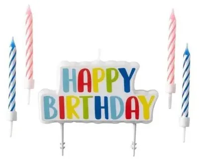 Obrázok produktu pre Sada narodeninových sviečok „Happy Birthday“ (4 ks) – Amscan