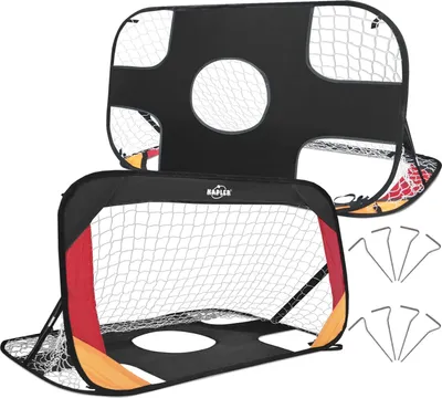 Produktbild von Famanu Pop-up Fußballtore Set von 2 - Ideal für Kinder und Gartenaktivitäten in Schwarz, Rot und Gold