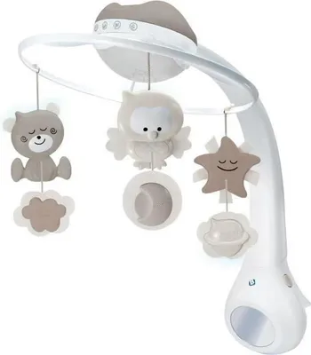 Image de Mobile Musical Bébé INFANTINO Douce Nuit 3en1, Veilleuse, Lampe à Poser, Miroir, Réglage Volume, Blanc