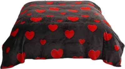 Produktbild von Decke 160x200 Dekorative rote Herzen auf Graphit